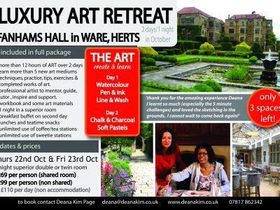 LUXURY ART RETREAT at Fanhams Hall Hotel in Ware, Herts.