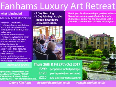 LUXURY ART RETREAT - FANHAMS HALL HOTEL, WARE in Herfordshire.