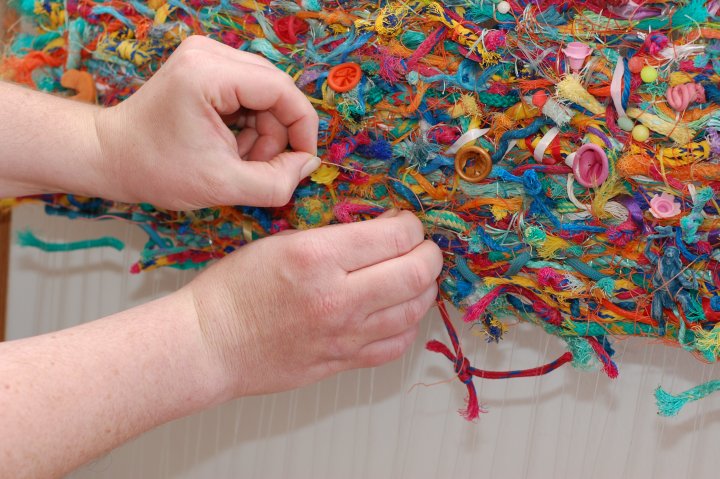 Artist Jo Atherton weaves with materials gathered on UK beaches