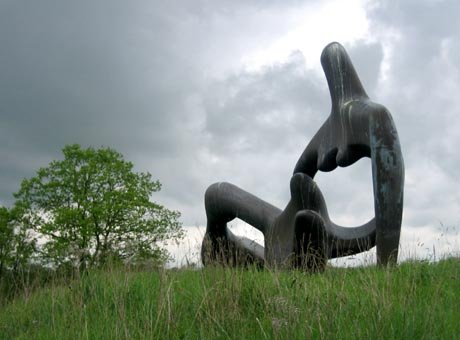 Henry Moore's 'Large Reclining Figure' on display at Perry Green