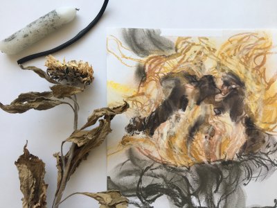 Draw for Ukraine - Mixed Media Sunflowers