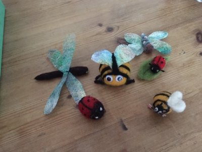 Felted bugs (ladybirds, bees, dragonflies and butterflies)