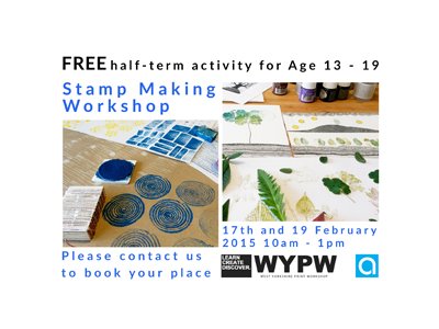 Stamp Making Workshop FREE Half-Term Activity for age 13 - 19