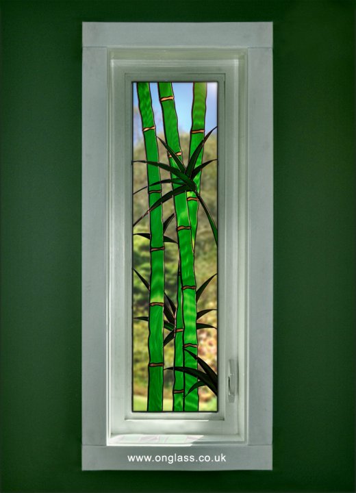 Bamboo leaded stained glass windows.