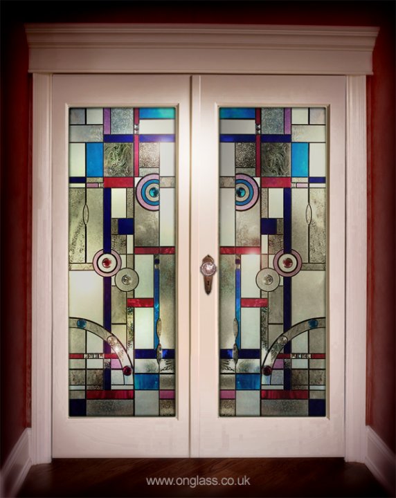 Bevel & Jewelled door glass