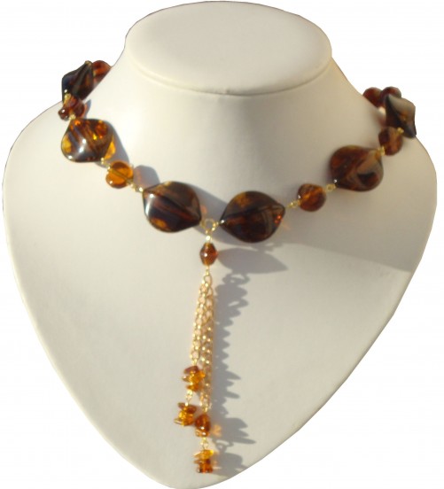 BP 049  Amber Coloured Necklace