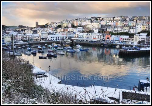 Brixham snow at sunrise