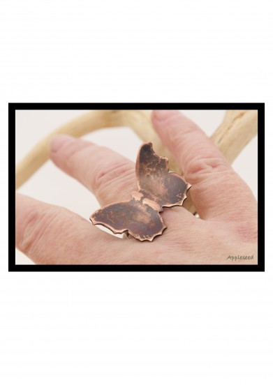 Copper Butterfly Silver Ring.