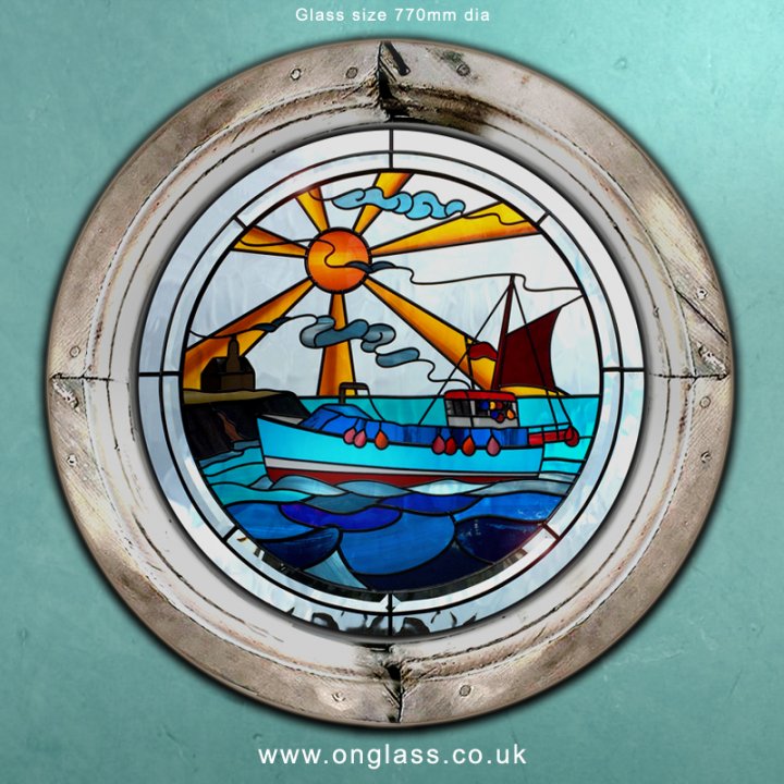 Cornish Cadgwith Crabber & Huer's Hut round window.