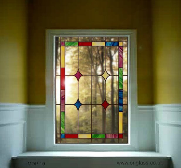 Elegant stained glass window design.