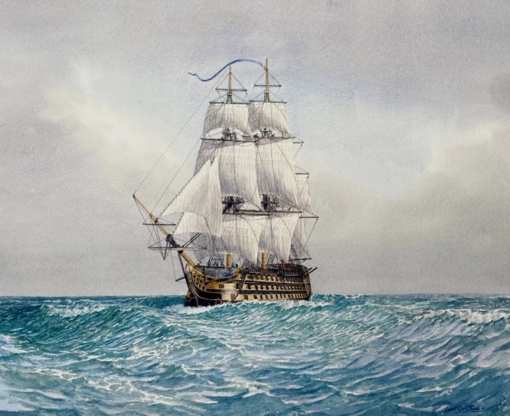 HMS Victory Squaring the Yards - watercolour