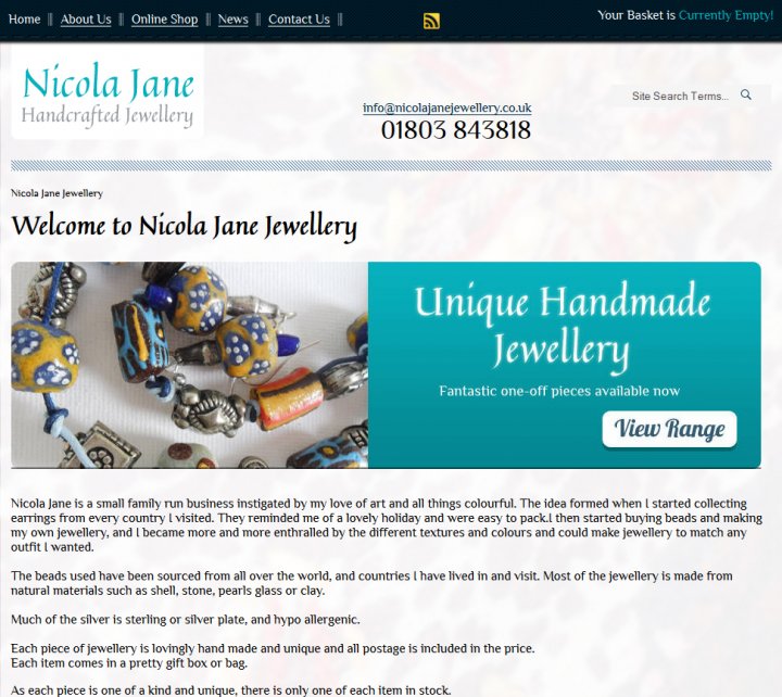 Nicola Jane Jewellery E-Commerce Website