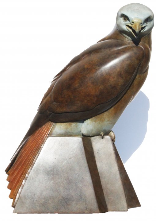 Patinated bronze female red kite