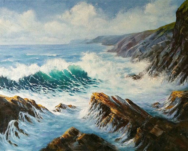 Powerful Waves off Trebarwith   SOLD