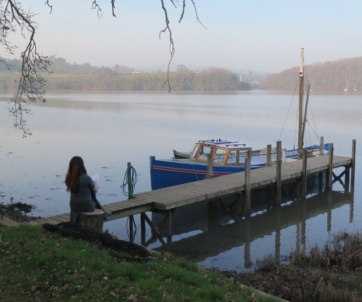 Sketching beside the River Dart