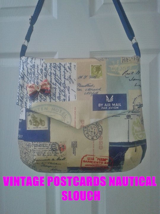 SLOUCH BAG - VINTAGE POSTCARDS NAUTICAL