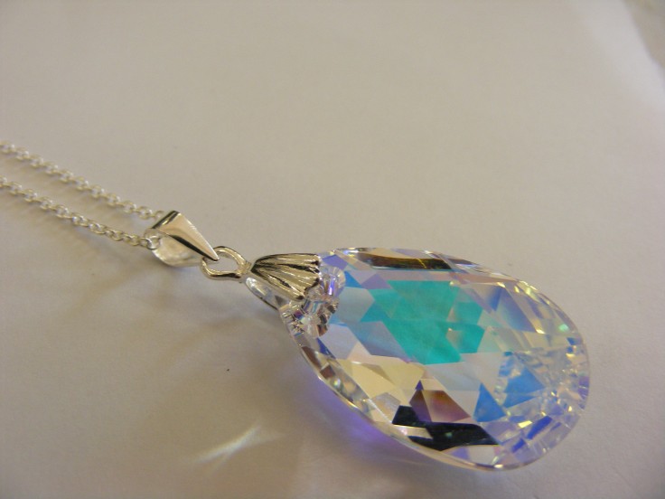 Sterling Silver and Swarovski Crystal Peardrop Pendant