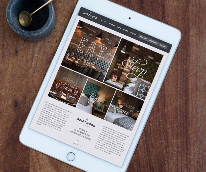 Website design for boutique hotel and restaurant